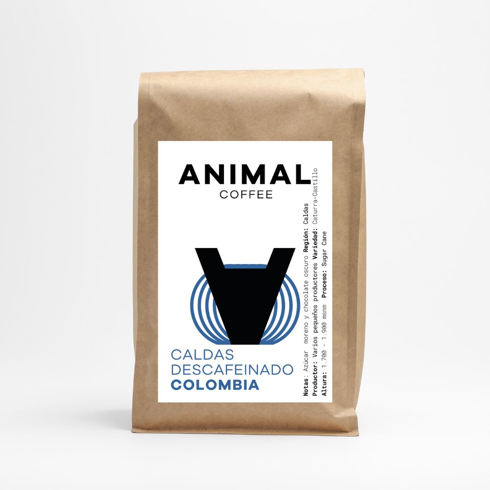 Café descafeinado Colombia Sugar Cane 1 Café descafeinado de especialidad Colombia Caldas 1kg - Decaf tostado por Animal Coffee Roasters en Barcelona España